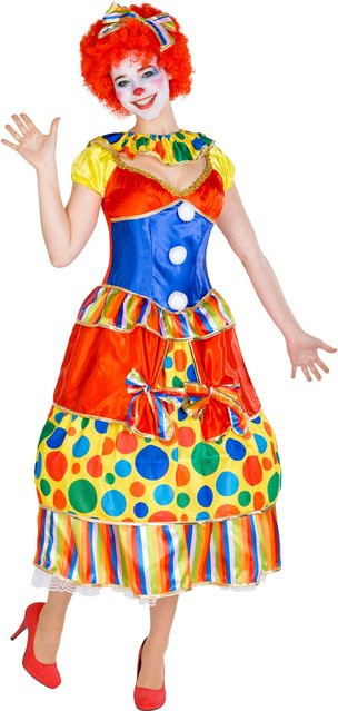 tectake Frauenkostüm Clown Fridoline, Bunt / Mehrfarbig, Plüsch / Textil - Bild 1