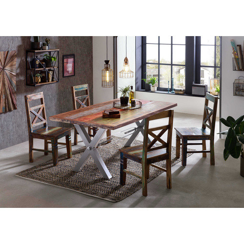 SIT Esstisch TABLES & CO aus Holz und Metall in Silber und Braun, H: 76,5 cm, B: 100 cm, T: 90 cm - Bild 2