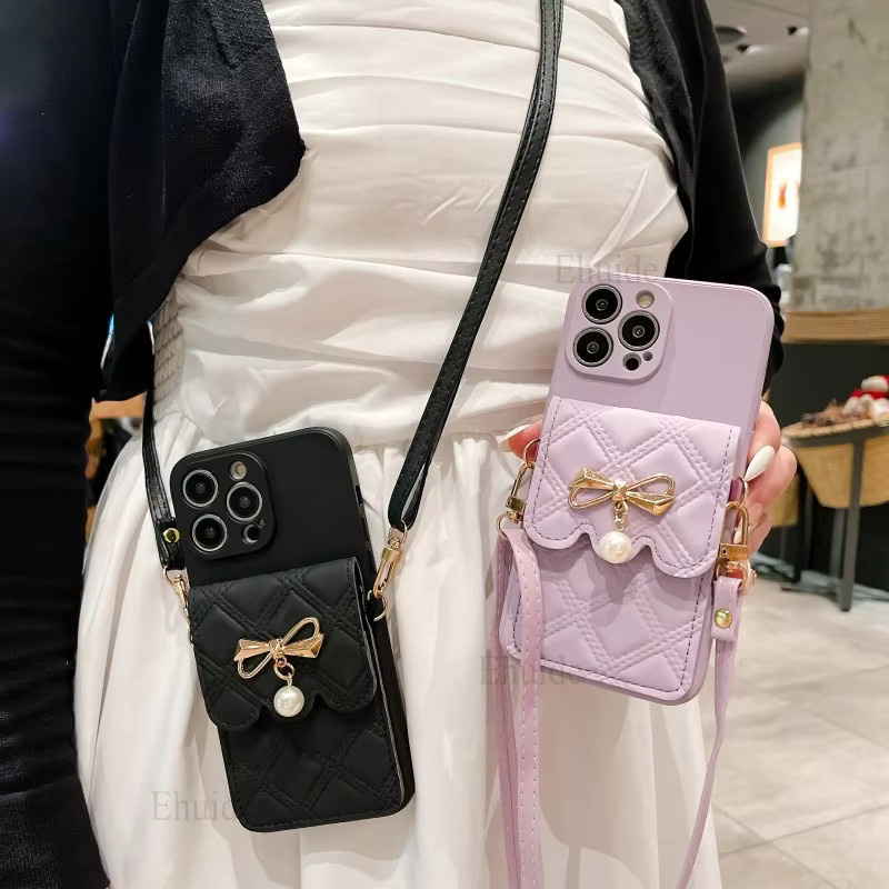 Niedrige Schmetterling Handyhülle für Samsung Galaxy mit Kartenetui und Trageriemen in Pink - Bild 3