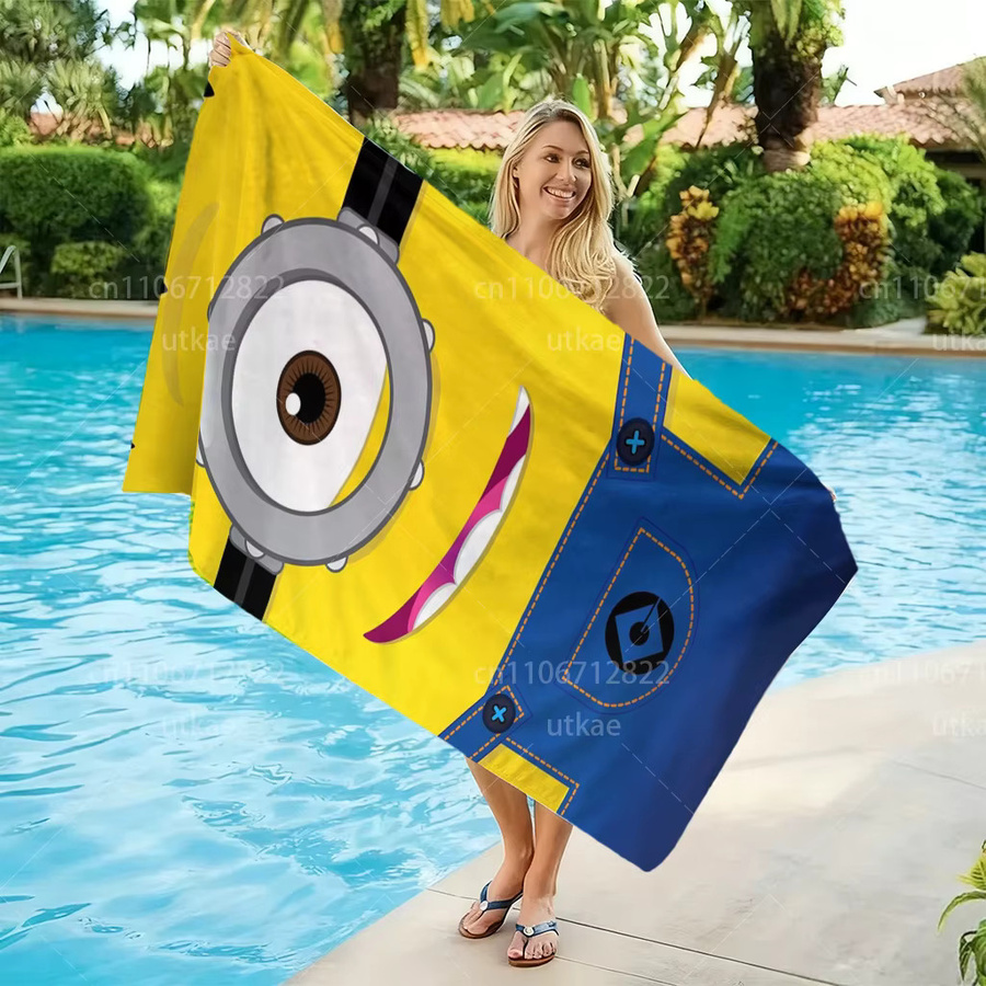 Potdemiel Minions Cartoon Mikrofaser-Strandtuch, sandfreies Handtuch in Gelb für Strand, Yoga und Camping - Bild 3