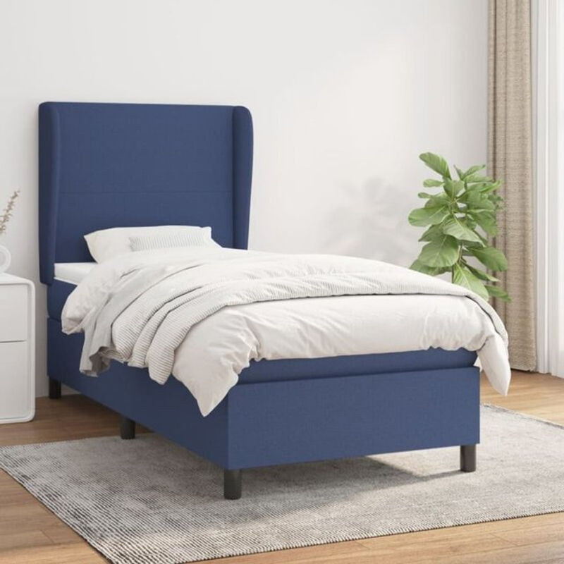 Vidaxl Boxspringbett mit Matratze in Blau aus Stoff, Modernes Polsterbett B/T/H: 80 x 200 cm - Bild 1