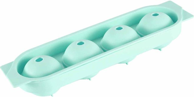 CosyHome Eiswürfelform aus Silikon mit 4 Fächern für Eiskugeln, Weiß und Türkis, inklusive Deckel - Bild 1