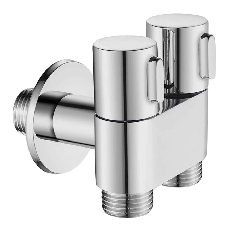 YANKE Bidet-WC-Zubehör Set mit Doppelauslass und Eckventil in Chrom, Wandmontage - Bild 3