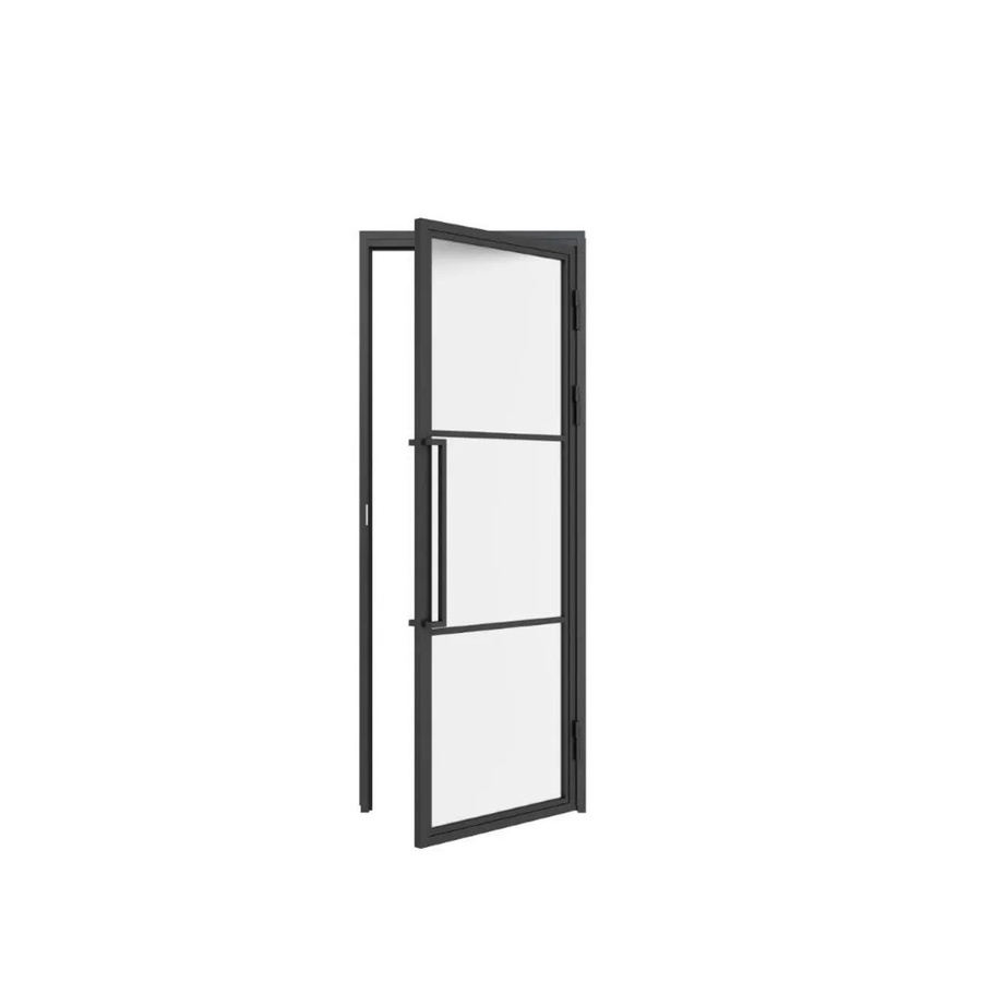 inova Loft Glastür Komplettset mit Zarge und Beschlag in Schwarz, Satiniert, 3 Felder, DIN Rechts, B: 70,9 cm, H: 197,2 cm - Bild 2