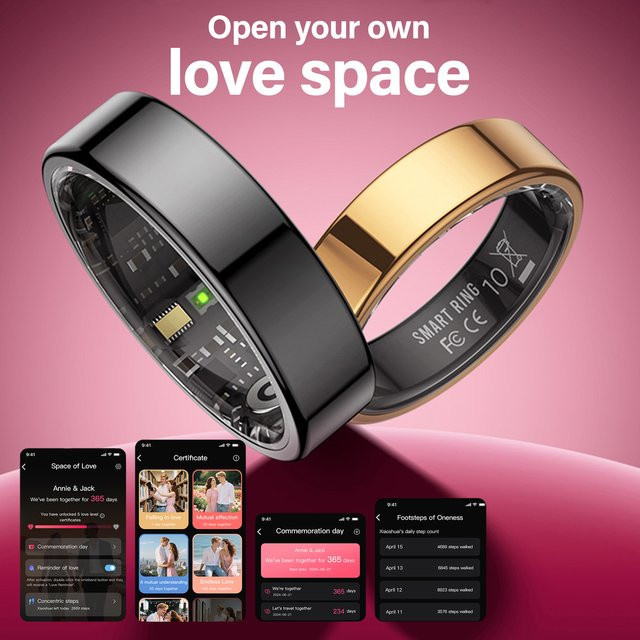 MISIRUN Smart Ring Schwarz mit Herzfrequenz- und Schlafüberwachung, Schrittzähler und 5ATM Wasserdichtigkeit für Unisex - Bild 1