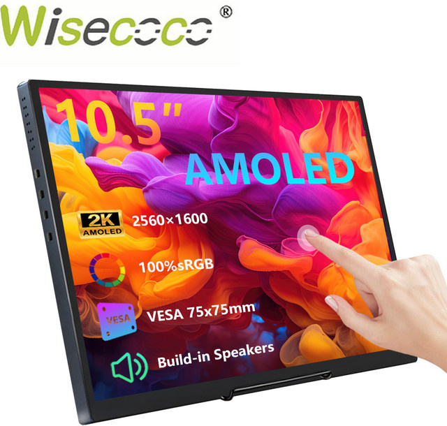 Wisecoco 10,5 Zoll AMOLED Touchscreen Tragbarer Monitor in Schwarz mit 2,5K Auflösung für Laptop, PC, Nintendo Switch und PlayStation - Bild 1