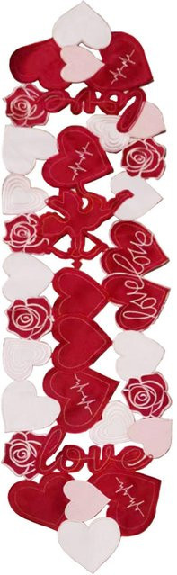 CosyHome Tischläufer und Platzsets mit Liebesherz-Stickerei in Weiß für Valentinstag und Heiratsanträge im europäischen Stil - Bild 1