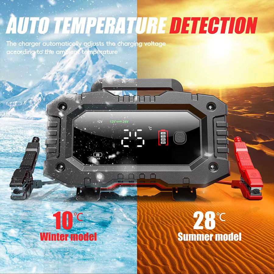 FOXSUR FPT200 FPT100 Autobatterieladegerät für Blei-Säure, AGM, LiFePo4, EFB und GEL Batterien, 12V/24V mit Batteriereparatur-Funktion - Bild 4