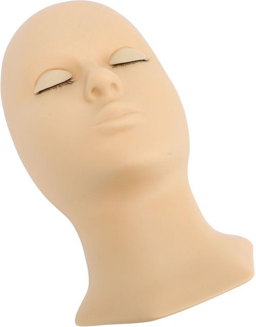 Koogeelife Wimpern Übungskopf, Silikon, abnehmbares Augenlid, beige - Bild 1