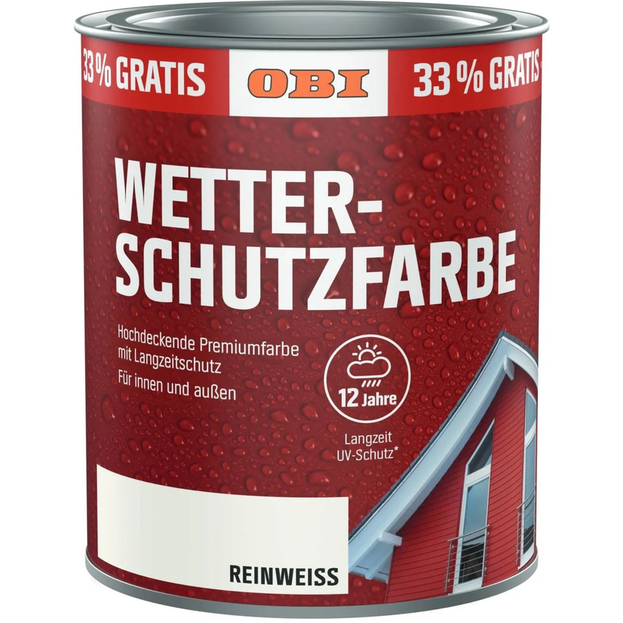 OBI Wetterschutzfarbe Reinweiß wasserbasiert - Bild 2