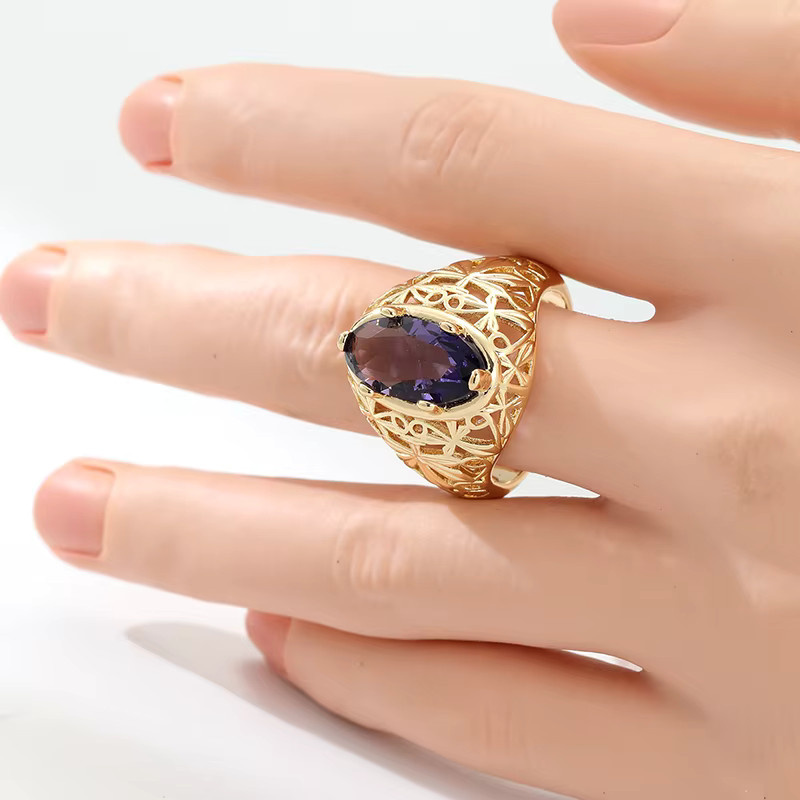 YoYo Ring, Gold, lila Zirkonia, Damen, Vintage - Bild 3