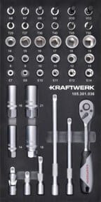 Kraftwerk 3/8 Zoll Umschaltknarrensatz 40-teilig aus Chrom-Vanadium in Silber mit 20x40 Einlage - Bild 1