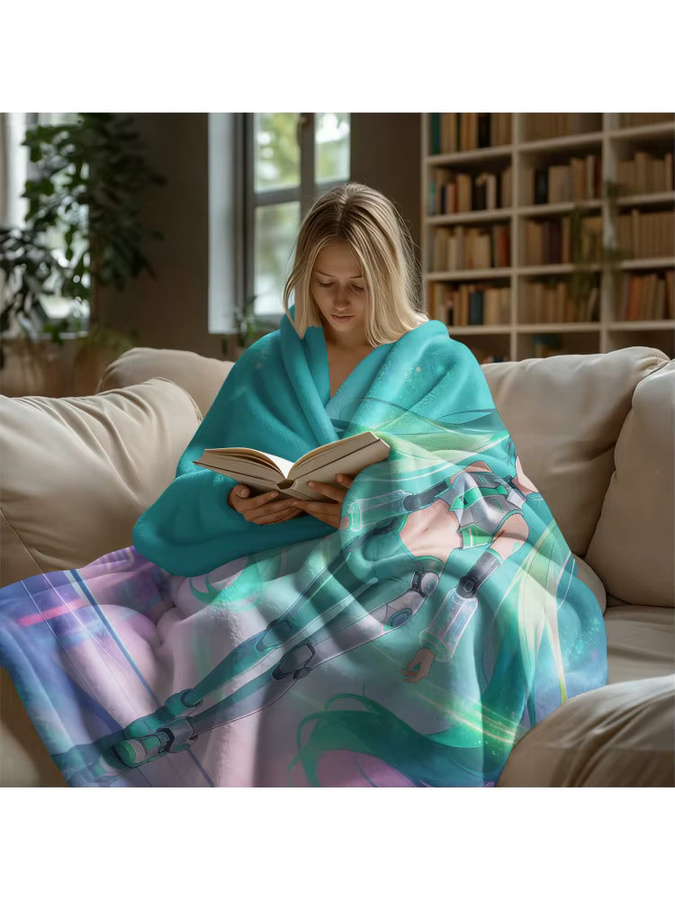 Hatsune Miku Anime Flanell-Überwurfdecke in Multicolour für Sofa und Schlafzimmer - Bild 4