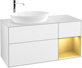 V&B Waschtischunterschrank Finion mit Wandbeleuchtung in Weiß lackiert und Gold, B/T/H: 120 x 50,1 x 60,3 cm - Bild 1