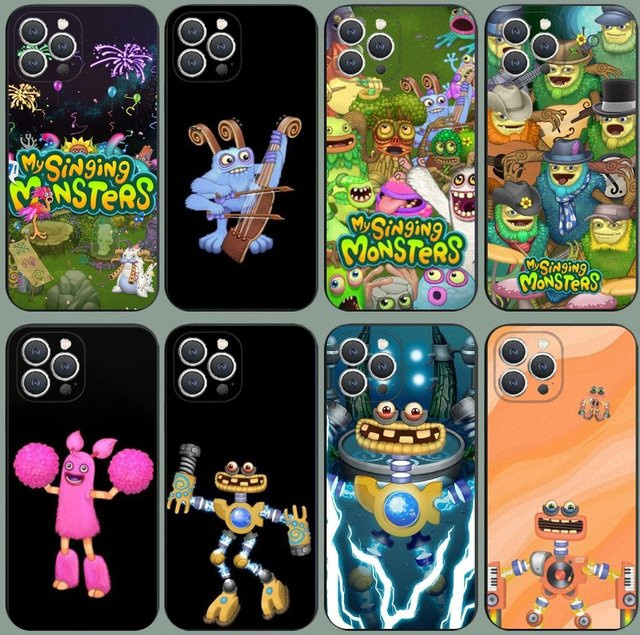 My Singing M-Monsters Handyhülle aus weichem Silikon für iPhone 15, 14, 13, 12, 11, Pro, Max, XS, X, XR, SE, Mini, 8, 7 in Schwarz - Bild 1
