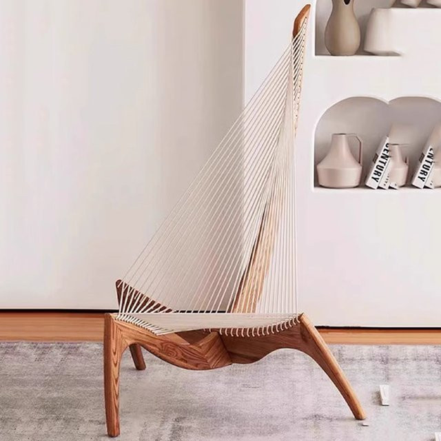 DUTRIEUX Lounge Relax Sessel in Weiß mit Holzgestell aus Esche für dein Wohnzimmer - Bild 1