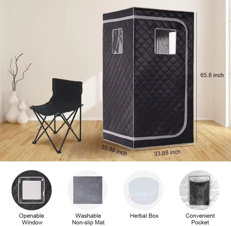 Dampfsauna-Set für dein Home-Spa in Schwarz mit 1500 W Dampfgarer und 4 Liter Fassungsvermögen - Bild 2