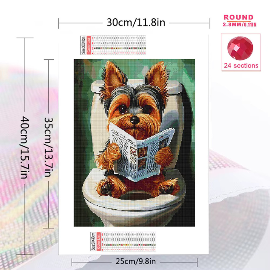 EverShine Diamantstickerei Hund Mosaik Set mit quadratischen Bohrern in Multicolour, B/H: 30,0 x 20,0 cm - Bild 2