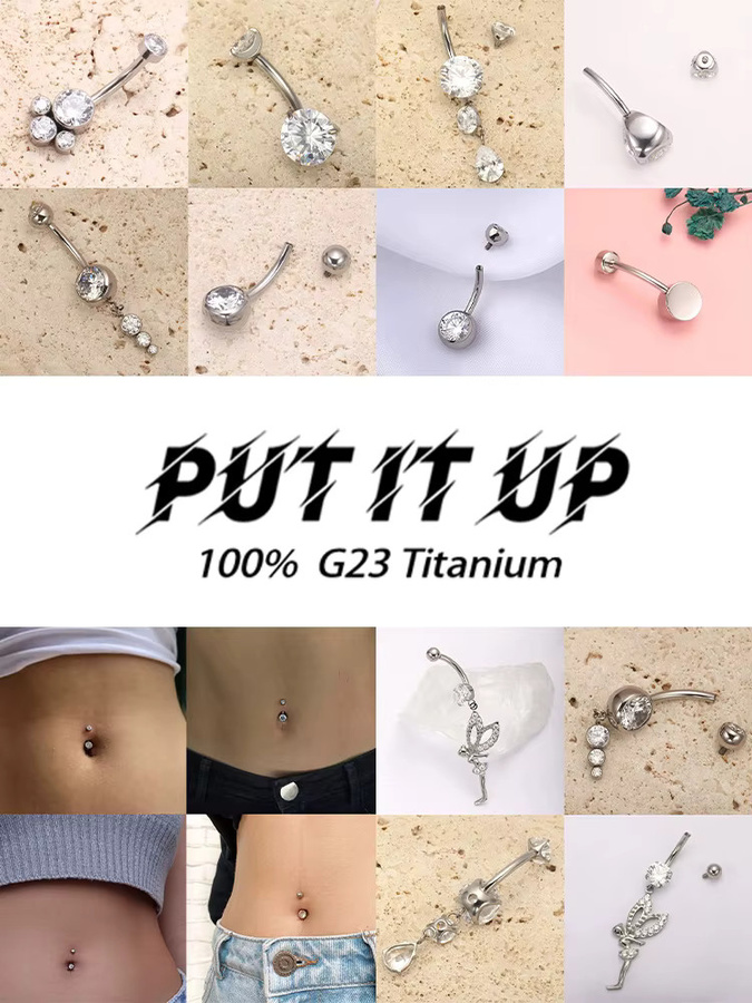 PUTITUP Bauchnabelpiercing Titan, Zirkonia, Silber - Bild 3