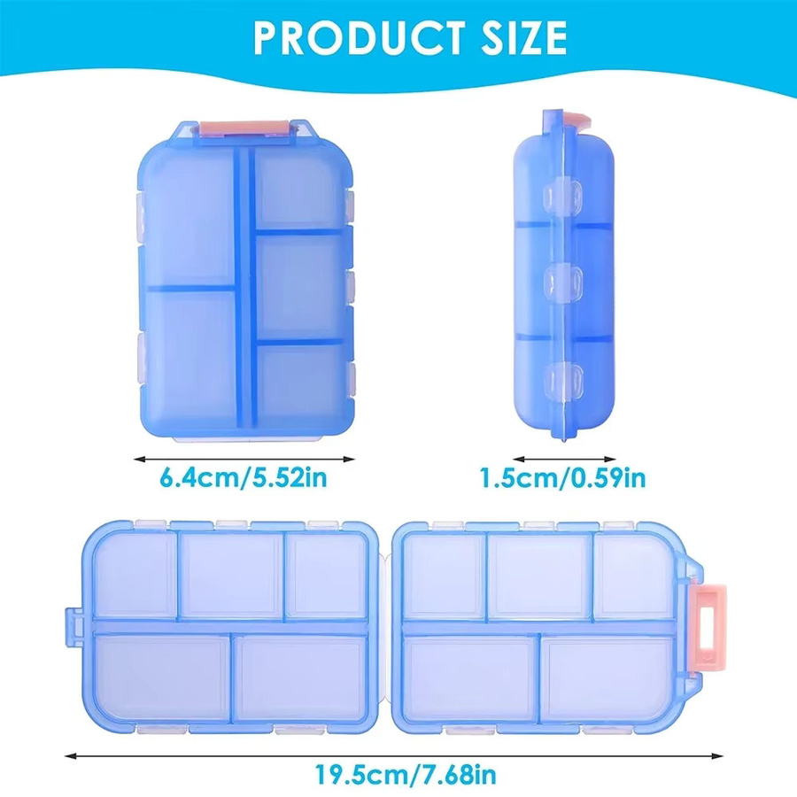 YQQGD Pillenorganizer, 10-Gitter, Reise-Pillenetui, Kunststoff - Bild 2