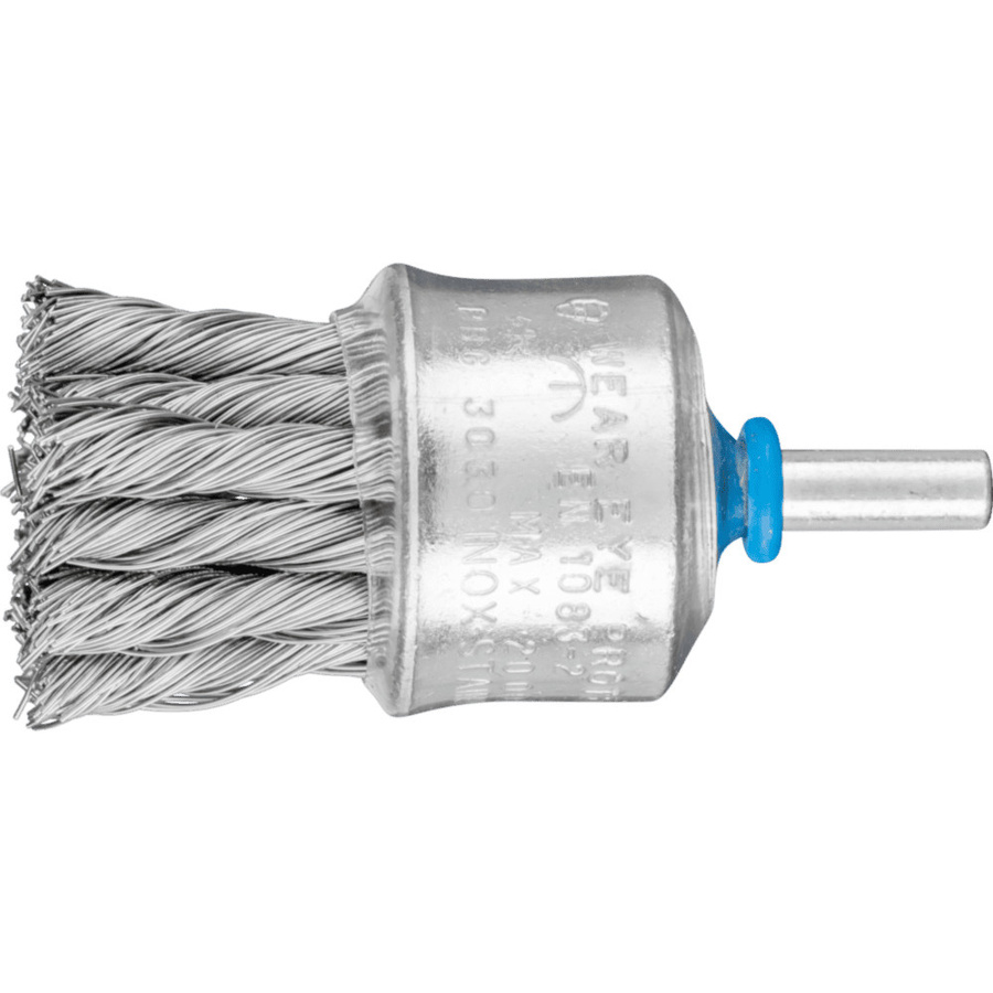 PFERD Pinselbürste PBG mit Kunststoffschutz, gezopft, Durchmesser: 30 mm, Schaft-Durchmesser: 6 mm, Edelstahl-Draht-Durchmesser: 0,35 mm, Silber - Bild 1