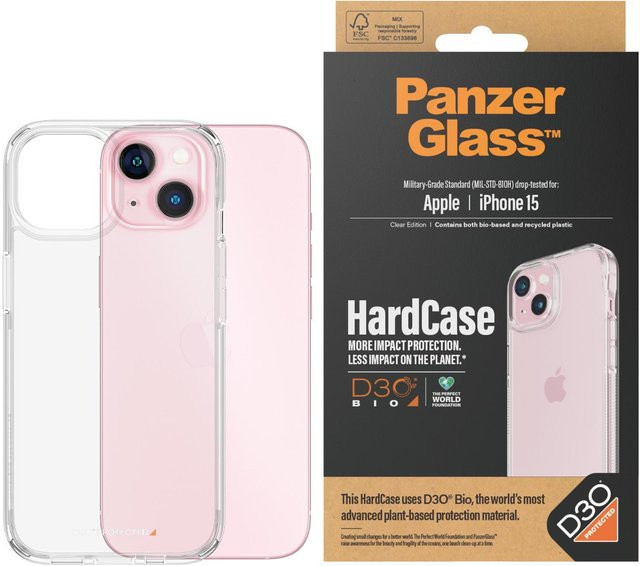 PanzerGlass HardCase Schutzhülle für iPhone 15 in Transparent und Pink - Bild 1