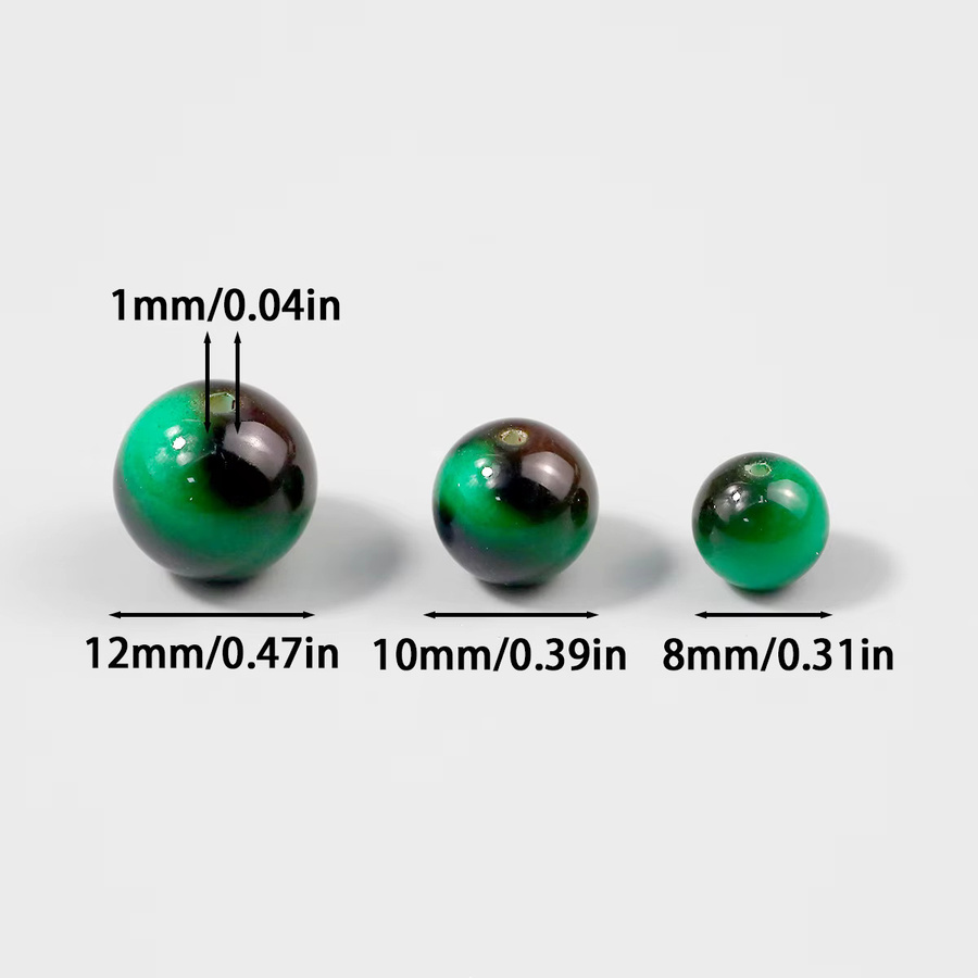 wlyees Glas Tigerauge Spacer Perlen, Dunkelgrün, Rund, 8/10/12 mm, Unisex - Bild 5
