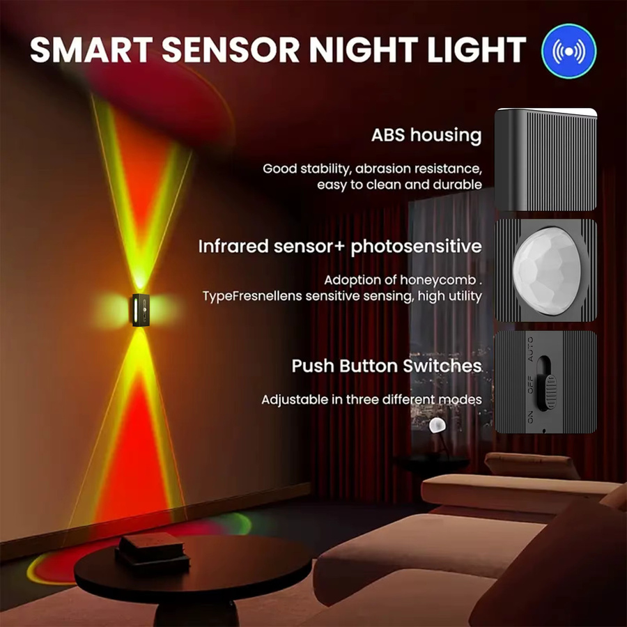 Leclstar 4er-Set Smart Nachtlichter mit Bewegungssensor, RGB Gradient Atmosphäre Licht, USB wiederaufladbare magnetische Wandleuchte für Schlafzimmer und Flur, Mehrfarbig - Bild 3