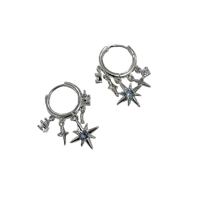 SayMakerLace Ohrringe, Stern-Anhänger, Zirkonia, blau, silberfarben, Damen - Bild 5