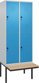 C+P Doppelstock-Spind Classic PLUS Sitzbank mit 2 Abteilen, Buche-Hartholz und Sicherheits-Drehriegel, B/T/H: 212 x 80 x 81,5 cm - Bild 1