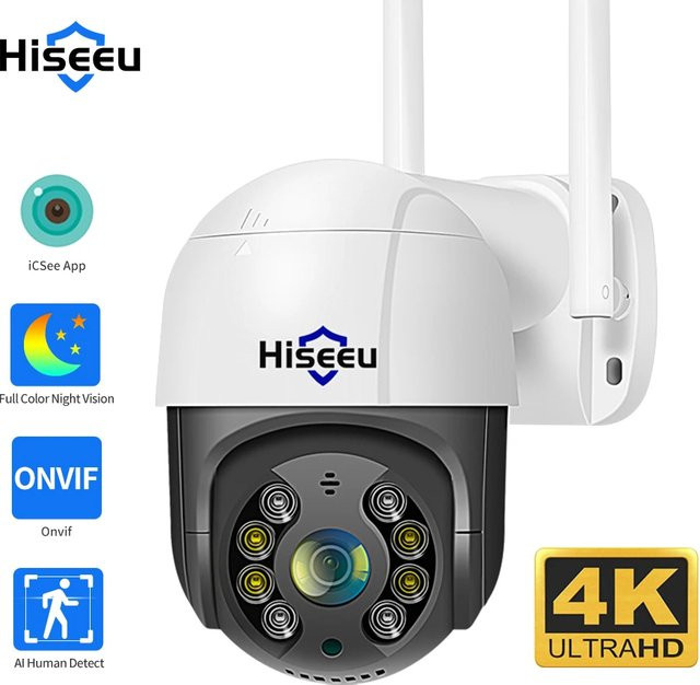 Hiseeu 8MP 4K PTZ Wifi Kamera mit 5x Digitalem Zoom, KI-Personenerkennung, Auto-Tracking und ICSee App für die kabellose Außenüberwachung (ONVIF) - Bild 1