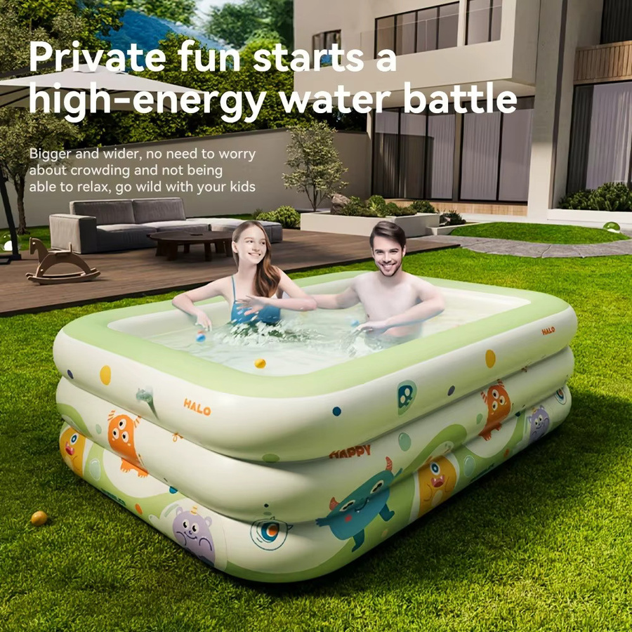 Aufblasbarer Pool im Cartoon-Monster-Design, rechteckig, mehrfarbig - Bild 2