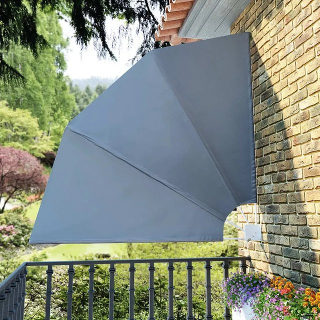 Faltbarer Balkonfächer furnicato in Grau mit Polyester und pulverbeschichteten Stahlrohren, B/H: 210 x 210 cm - Bild 1