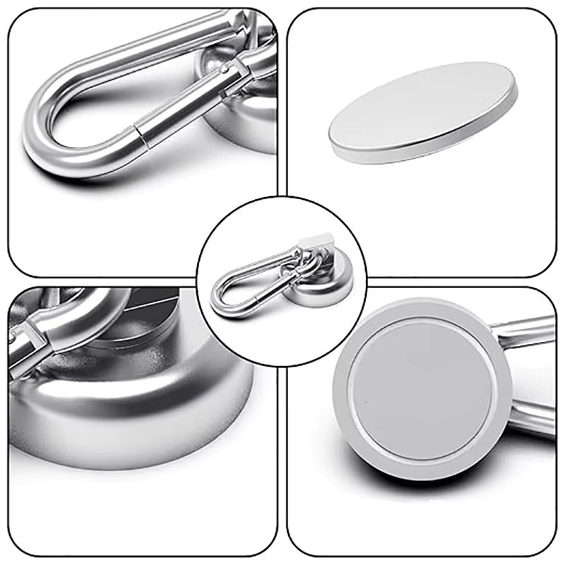Mognot Magnetische Neodym-Haken mit drehbarem Karabiner in Schwarz-Silber für Küche, Garage und Kühlschrank - Bild 4