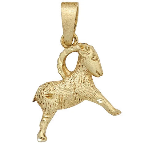 Colfem Anhänger Sternzeichen Steinbock, 925 Silber, gold vergoldet, matt, Unisex - Bild 1