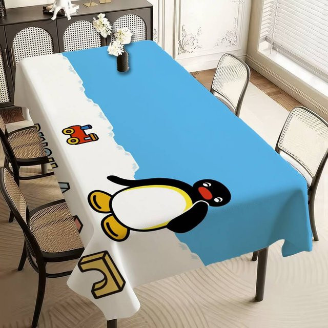 Wasserdichte und ölbeständige Tischdecke mit Pinguin-Motiv von JMG Household Supplies aus Polyester, Blau, B/T: 100 x 160 cm - Bild 1