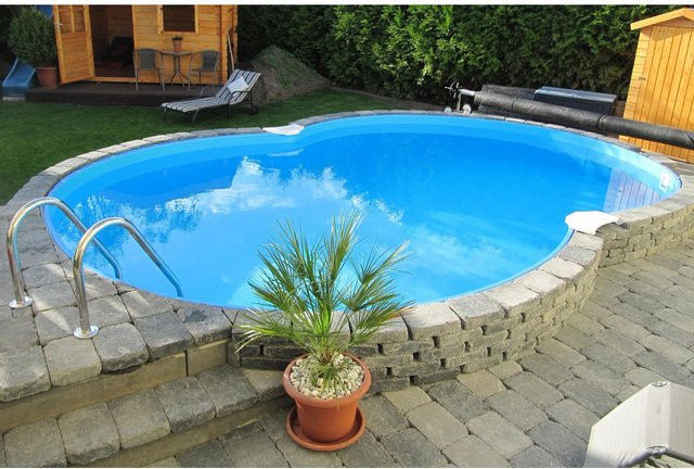 Sunfun Stahlwand-Pool-Set California in Blau mit Filter und Leiter zur teilweisen Einbauweise, B/T/H: 725 x 460 x 120 cm - Bild 1