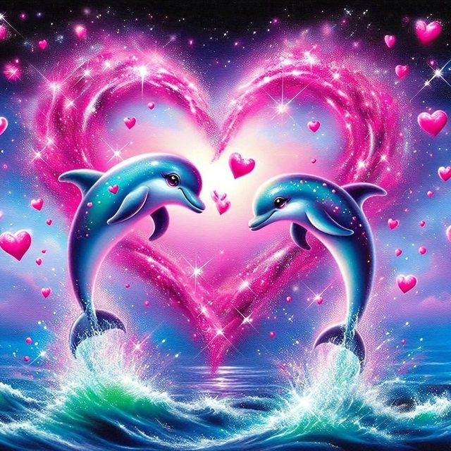 EverShine DIY 5D Diamant Malerei Delphin Herz Mosaik Stickerei in Multicolour, B/B/H: 20 x 20 x 20 cm - Bild 1