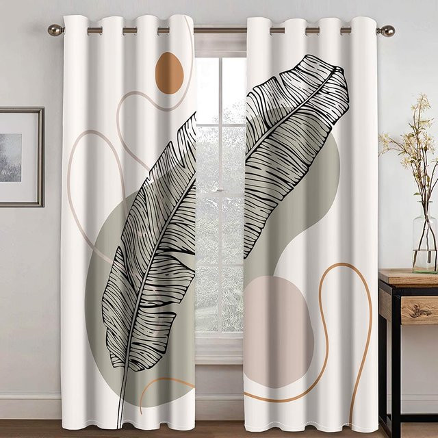 A Family Of Home Textiles Vorhang mit abstraktem Kunstdesign in Multicolour, 2 Paneele, semi-transparent, Breite: 100 cm, Höhe: 130 cm - Bild 1