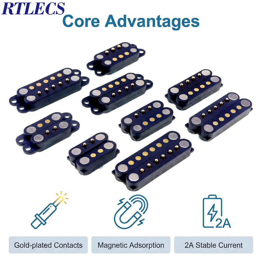 RTLECS Magnetische Pogo Pin Stecker Set mit 2,54 mm Rastermaß, USB-C kompatibel, Schwarz - Bild 2
