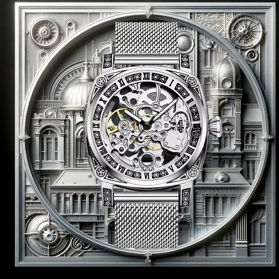 CAROTIF Armbanduhr Automatik, Edelstahl, Silber, Herren - Bild 4