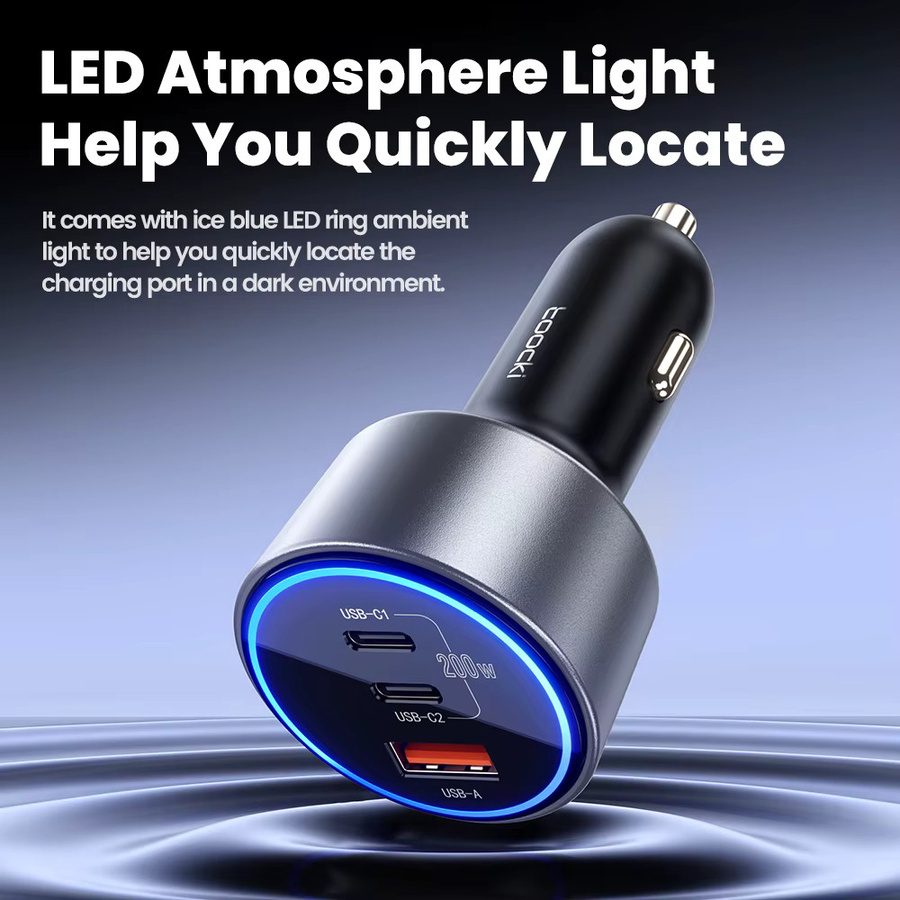Toocki 200 W USB C Autoladegerät mit QC4.0 und PD3.0 in Schwarz für iPhone, Samsung und POCO - Bild 4