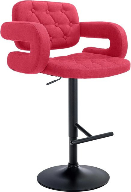DELUKE Barhocker BURID in Rot und Schwarz, höhenverstellbarer Barstuhl aus Stoff mit Lehne und Drehsitz, B/T/H: 62 x 55 x 103 cm - Bild 1