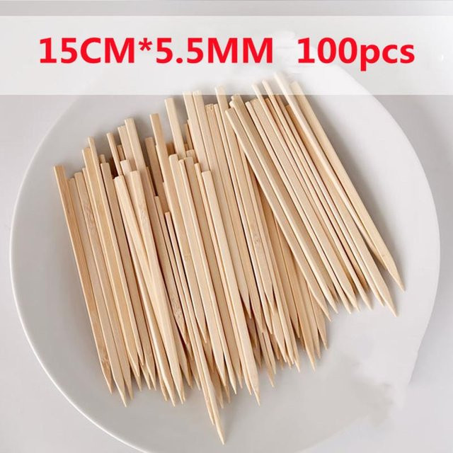100 Stück Bambusspieße aus Naturholz in Beige, Länge: 15 cm, Durchmesser: 5,5 mm - Bild 1