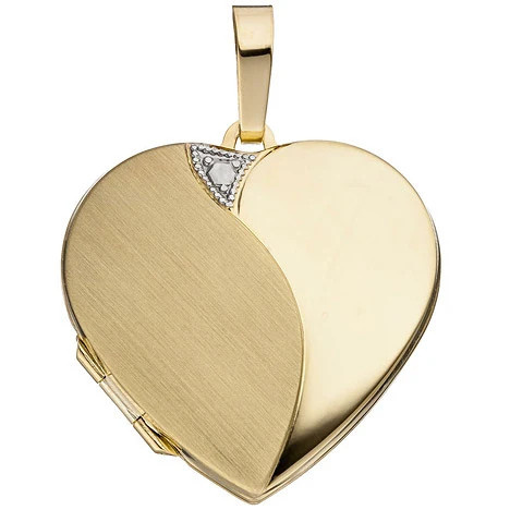 Colfem Medaillon Herz, 585 Gelbgold, mattiert, Anhänger, Unisex - Bild 1