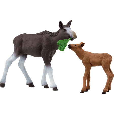 Schleich WILD LIFE Elchkuh mit Kalb Spielfigur