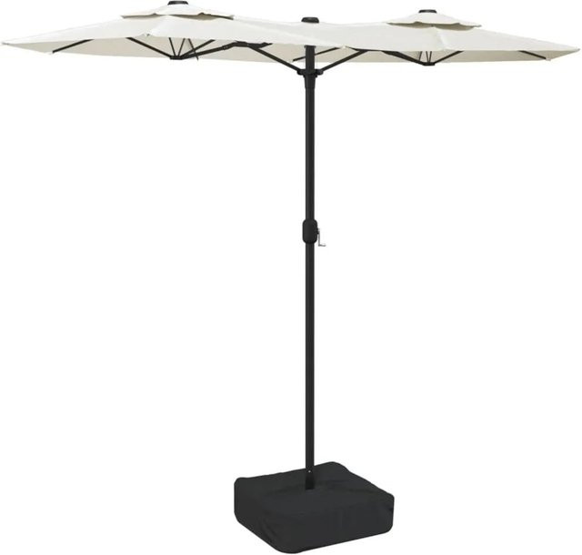 vidaXL Doppel-Sonnenschirm mit LED-Leuchten in Sandweiß, B/T/H: 316 x 145 x 240 cm - Bild 1