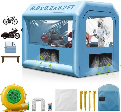 VEVOR Aufblasbare Lackierkabine mit 550 W Gebläse und Luftfiltersystem, Tragbare Spritzkabine in Blau und Transparent, B/T/H: 3 x 2,5 x 2,5 m - Bild 1