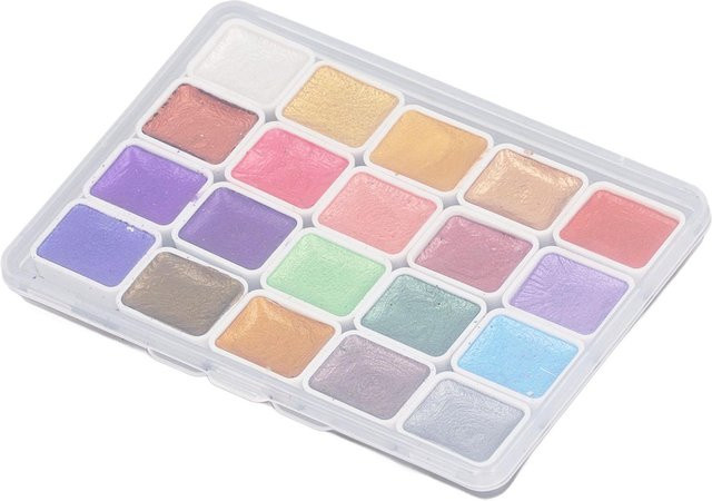 GoolRC Glitzer Aquarellfarben Set in Grau und Multicolour mit Perlglanz und Metallic-Effekt - Bild 1