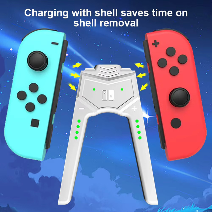 ALLOET Joy-Con Ladegriff für Nintendo Switch OLED mit USB-C Anschluss, Farbe: Schwarz - Bild 2